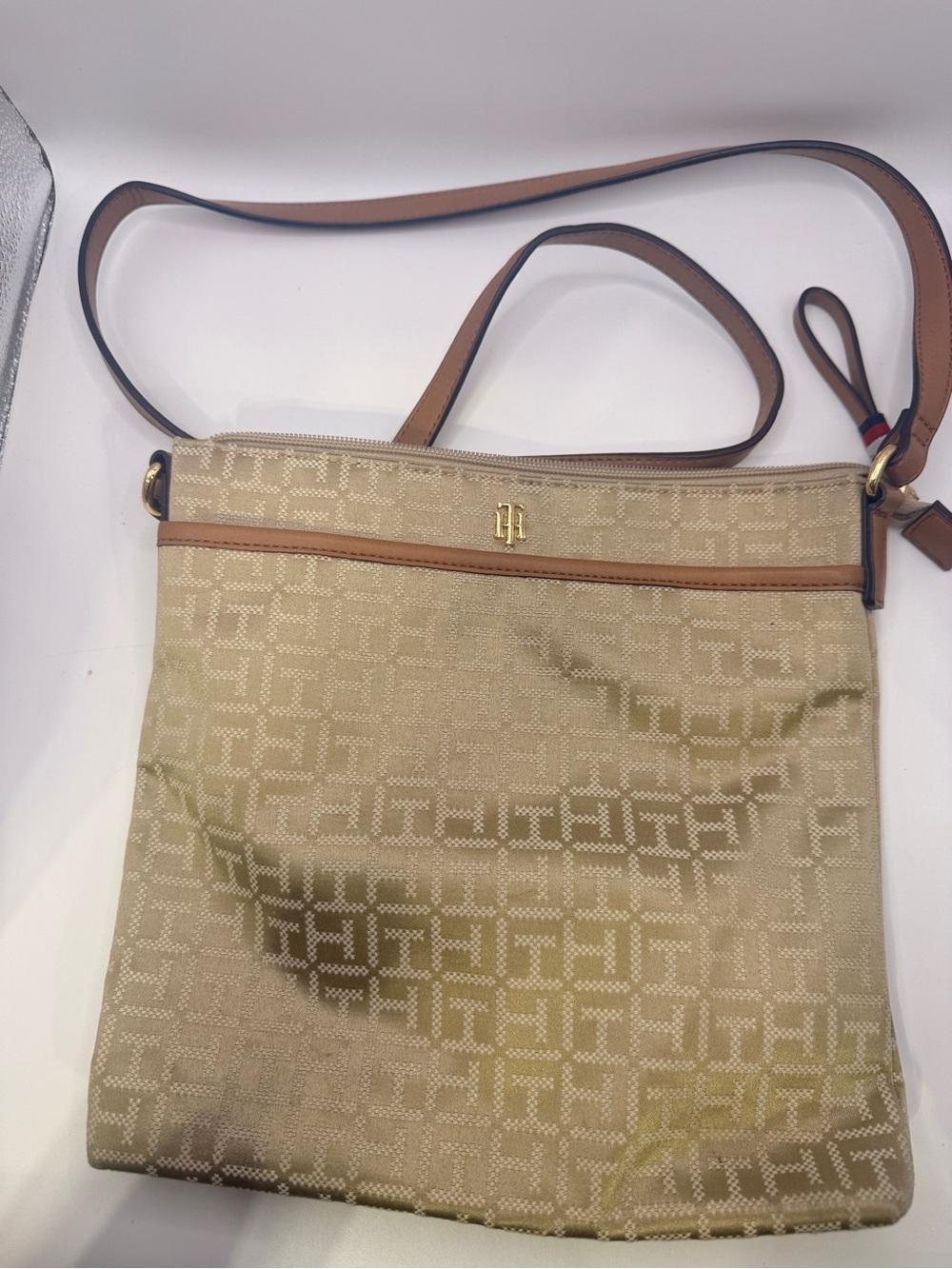 Tommy Hilfiger Julia Monogram Jacquard North South Crossbody Bag